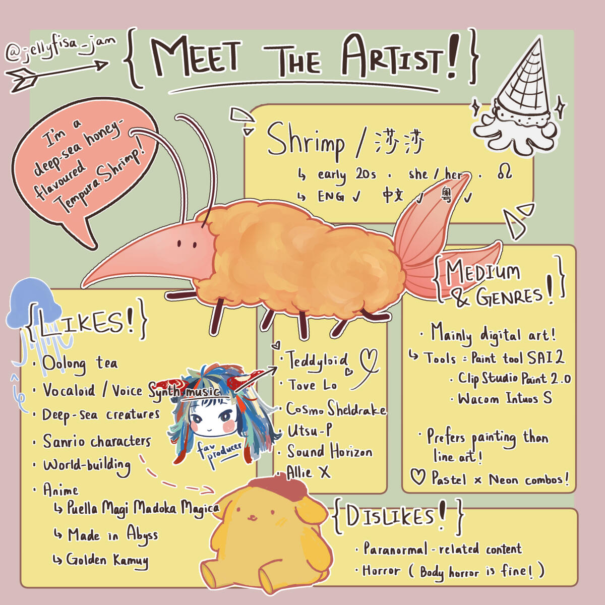 A digital drawing of Meet The Artist